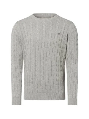Gant Sweter męski Mężczyźni Bawełna srebrny jednolity,