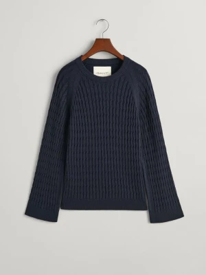 Sweter o splocie warkoczowym z okrągłym dekoltem GANT