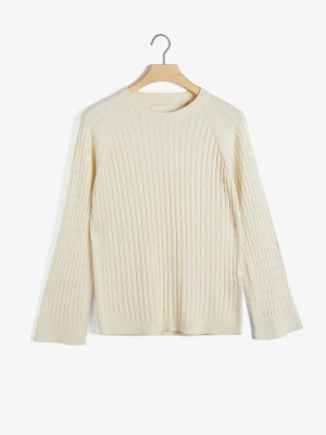 Sweter O Splocie Warkoczowym z Okrągłym Dekoltem GANT