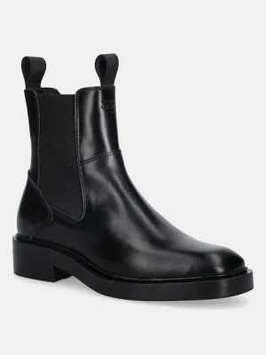 Gant sztyblety skórzane Fallwi damskie kolor czarny na płaskim obcasie 31541129