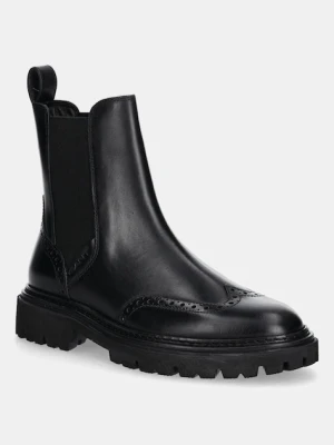 Gant sztyblety skórzane Ivyhill damskie kolor czarny na płaskim obcasie 31551119