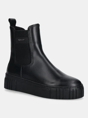 Gant sztyblety skórzane Snowmont damskie kolor czarny na płaskim obcasie ocieplone 31551096