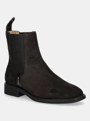 Gant sztyblety zamszowe Fayy damskie kolor brązowy na płaskim obcasie 31553127