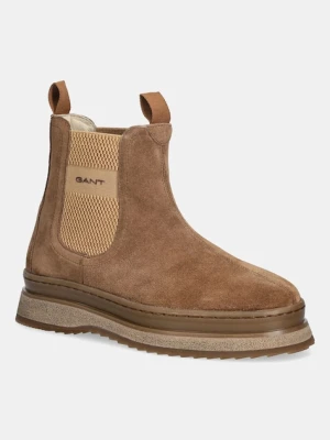 Gant sztyblety zamszowe Sistown damskie kolor brązowy na platformie 31553102