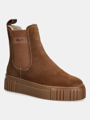 Gant sztyblety zamszowe Snowmont damskie kolor brązowy na platformie ocieplone 31553098