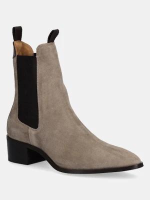 Gant sztyblety zamszowe St Broomly damskie kolor beżowy na płaskim obcasie 31553093