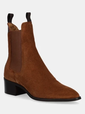 Gant sztyblety zamszowe St Broomly damskie kolor brązowy na płaskim obcasie 31553093