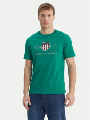 Gant T-Shirt Archive Shield 2003199 Zielony Regular Fit