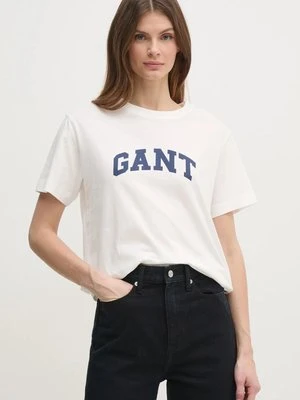 Gant t-shirt bawełniany damski kolor beżowy 4200553