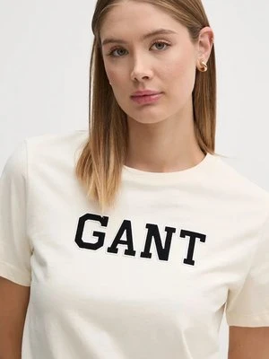 Gant t-shirt bawełniany damski kolor beżowy 4201256