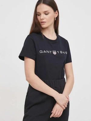 Gant t-shirt bawełniany damski kolor czarny