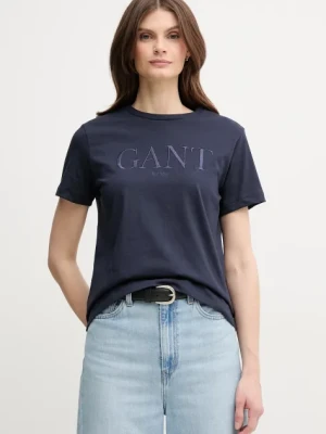 Gant t-shirt bawełniany damski kolor granatowy 4200502