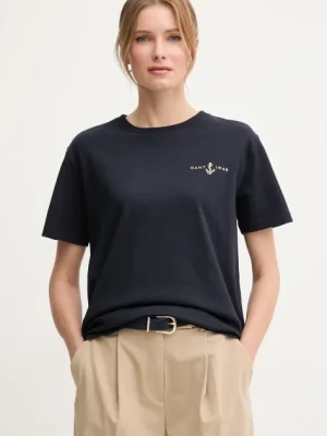 Gant t-shirt bawełniany damski kolor granatowy 4200573
