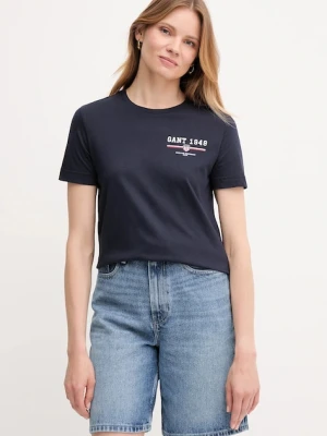 Gant t-shirt bawełniany damski kolor granatowy 4201554