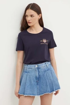 Gant t-shirt bawełniany damski kolor granatowy