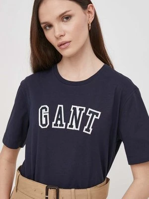 Gant t-shirt bawełniany damski kolor granatowy