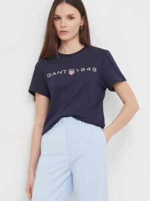 Gant t-shirt bawełniany damski kolor granatowy