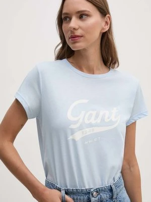 Gant t-shirt bawełniany damski kolor niebieski 4200482