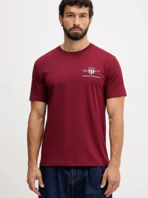 Gant t-shirt bawełniany kolor bordowy z aplikacją