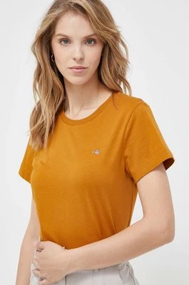 Gant t-shirt bawełniany kolor brązowy