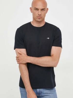 Gant t-shirt bawełniany kolor czarny gładki