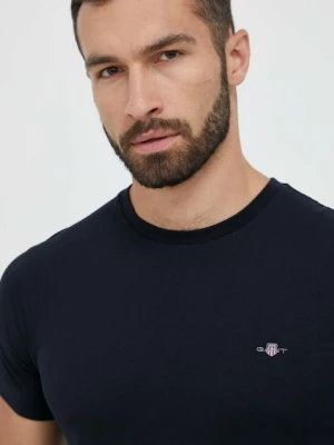 Gant t-shirt bawełniany kolor czarny gładki