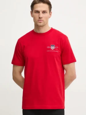 Gant t-shirt bawełniany kolor czerwony z aplikacją