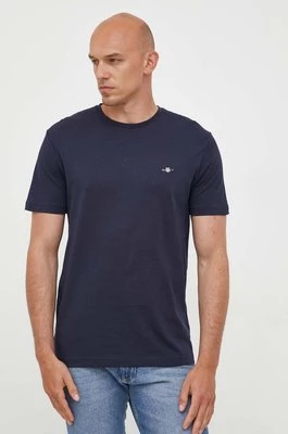 Gant t-shirt bawełniany kolor granatowy gładki