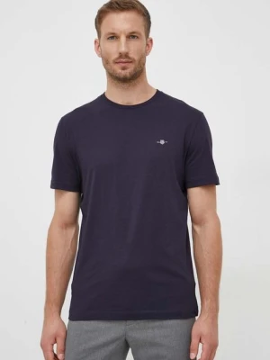 Gant t-shirt bawełniany kolor granatowy gładki