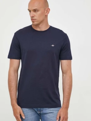 Gant t-shirt bawełniany kolor granatowy gładki