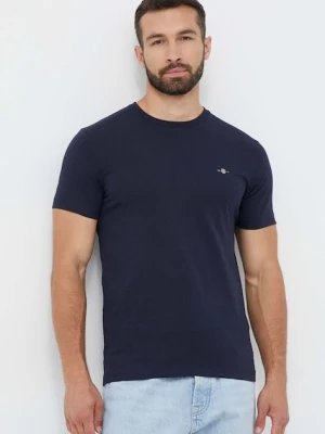 Gant t-shirt bawełniany kolor granatowy gładki