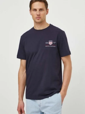 Gant t-shirt bawełniany kolor granatowy z aplikacją
