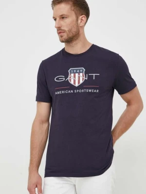 Gant t-shirt bawełniany kolor granatowy z nadrukiem