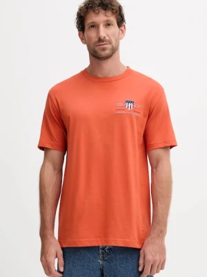 Gant t-shirt bawełniany kolor pomarańczowy z aplikacją