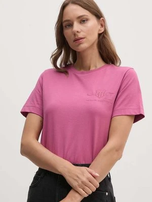 Gant t-shirt bawełniany kolor różowy