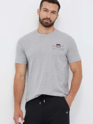 Gant t-shirt bawełniany kolor szary z aplikacją