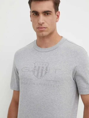 Gant t-shirt bawełniany kolor szary z aplikacją