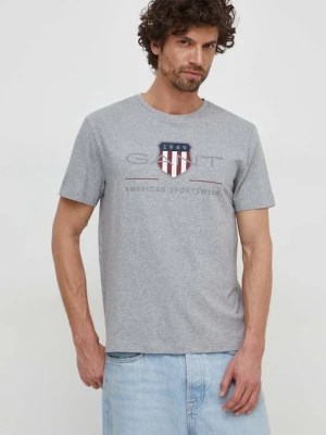 Gant t-shirt bawełniany kolor szary z nadrukiem