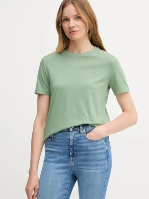 Gant t-shirt bawełniany damski kolor zielony 4200200