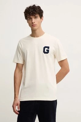 Gant t-shirt bawełniany męski kolor beżowy z aplikacją 2043022