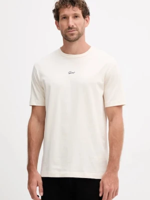 Gant t-shirt bawełniany męski kolor beżowy z nadrukiem 2003343