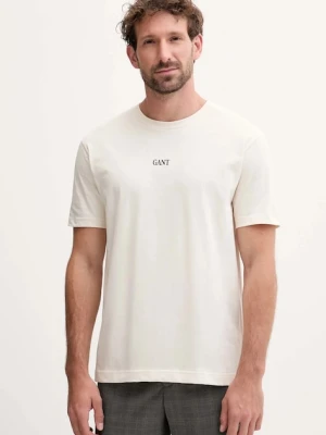 Gant t-shirt bawełniany męski kolor beżowy z nadrukiem 2003362
