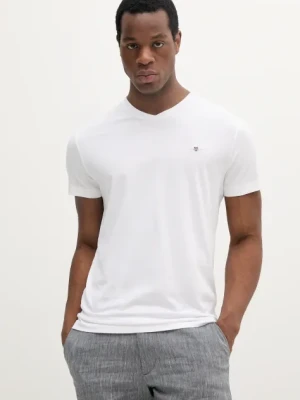 Gant t-shirt bawełniany męski kolor biały gładki