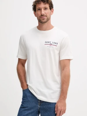 Gant t-shirt bawełniany męski kolor biały z nadrukiem 2067044
