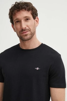 Gant t-shirt bawełniany męski kolor czarny gładki 2013033