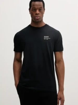 Gant t-shirt bawełniany męski kolor czarny z aplikacją 2003300