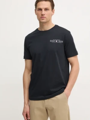 Gant t-shirt bawełniany męski kolor czarny z nadrukiem 2044017