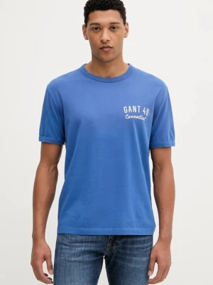 Gant t-shirt bawełniany męski kolor fioletowy z nadrukiem 2003314