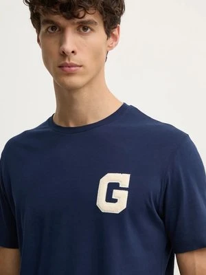 Gant t-shirt bawełniany męski kolor granatowy z aplikacją 2043022