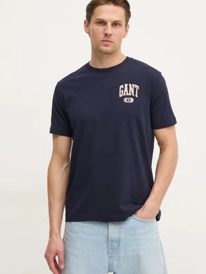 Gant t-shirt bawełniany męski kolor granatowy z nadrukiem 2003292